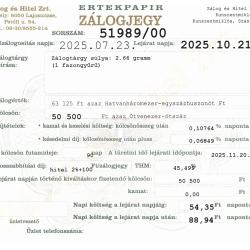 Z-51989 sz. zálogjegy