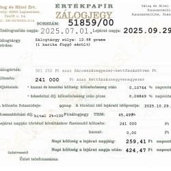 Z-51859 sz. zálogjegy