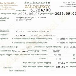 Z-51724 sz. zálogjegy