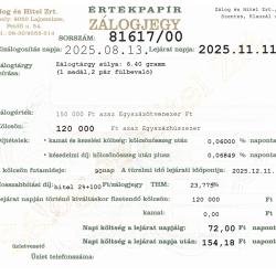 S-81617 sz. zálogjegy