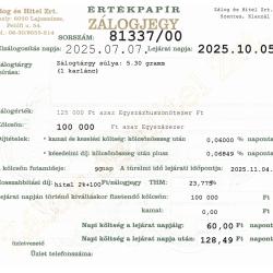 S-81337 sz. zálogjegy