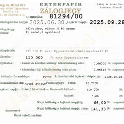 S-81294 sz. zálogjegy