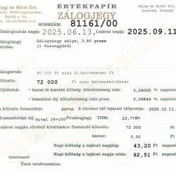 S-81161 sz. zálogjegy