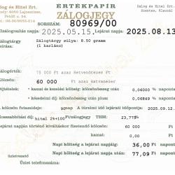 S-80969 sz. zálogjegy