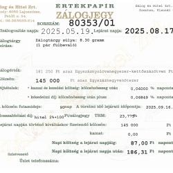 S-80353 sz. zálogjegy