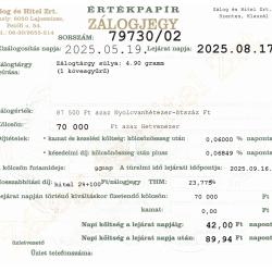 S-79730 sz. zálogjegy