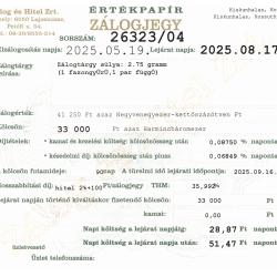 K-26323 sz. zálogjegy