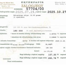 U-57704 sz. zálogjegy