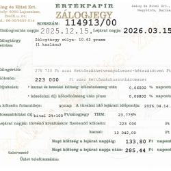 N-114913 sz. zálogjegy