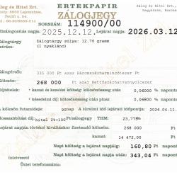 N-114900 sz. zálogjegy