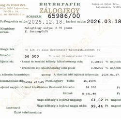 L-65986 sz. zálogjegy
