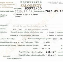 L-65973 sz. zálogjegy