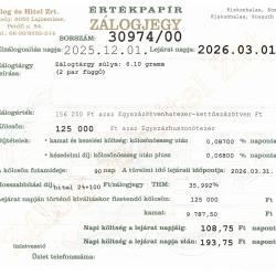 K-30974 sz. zálogjegy
