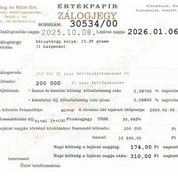 K-30534 sz. zálogjegy