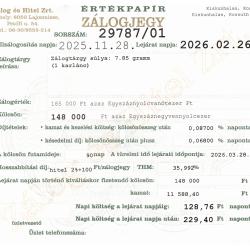 K-29787 sz. zálogjegy