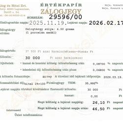 B-29596 sz. zálogjegy