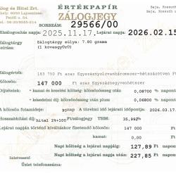 B-29566 sz. zálogjegy