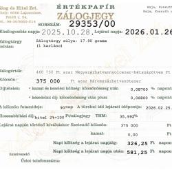 B-29353 sz. zálogjegy