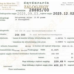 B-28885 sz. zálogjegy
