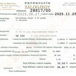 B-28817 sz. zálogjegy
